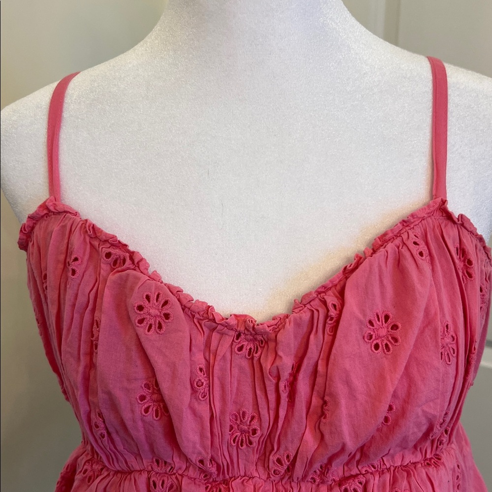 Hollister Hot Pink Floral Eyelet Camisole Juniors L - Picture 2 of 8